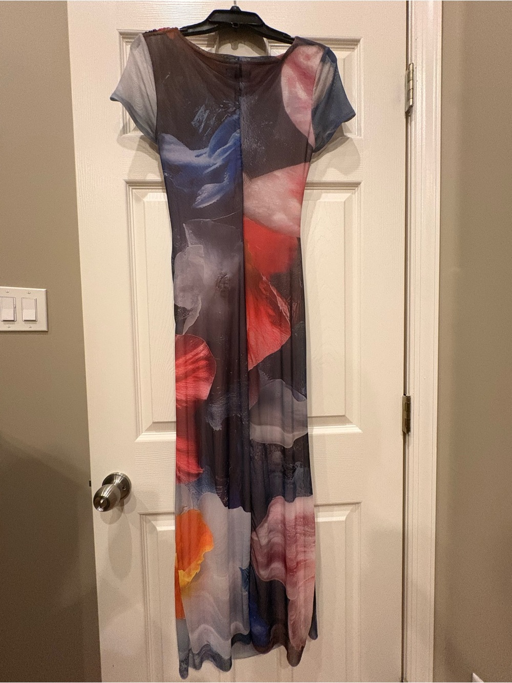 Desigual Floral Sheer Midi Dress in Pink, Blue & White - Picture 3 of 6